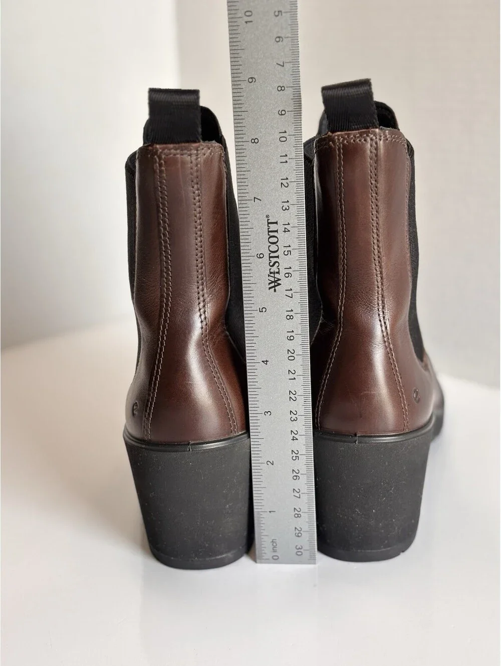 ECCO Metropole Zuric Chelsea Ankle Boots Women's Sz 9.5 Brown Leather Block Heel